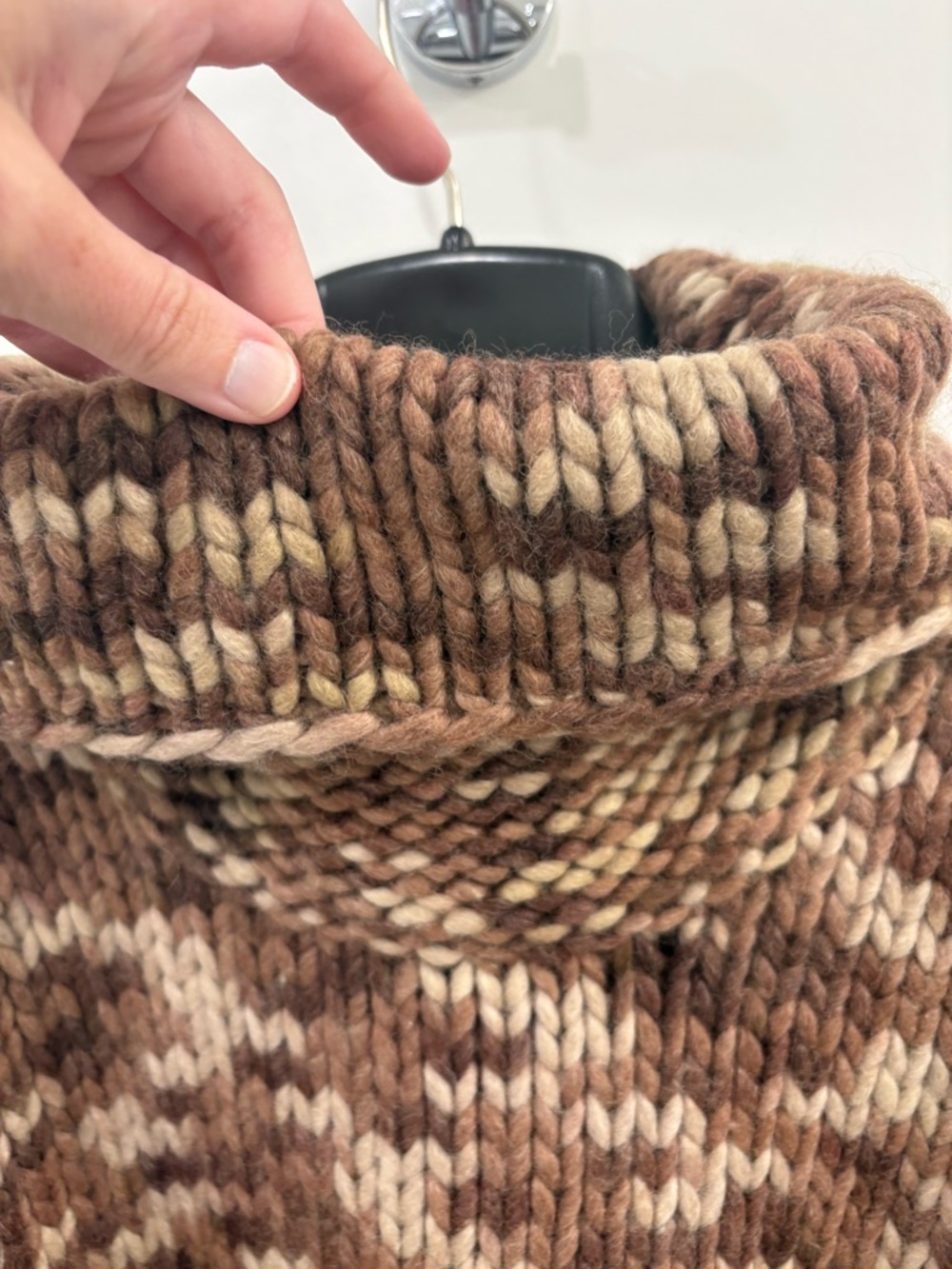 Vintage 90s Liz Claiborne Brown Wool Chunky Knit Turtleneck Sweater Sz M - Picture 7 of 12